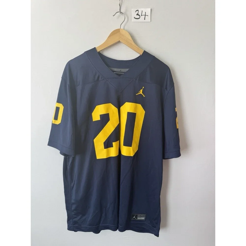 Jordan Michigan Wolverines Kalel Mullings #20 Jersey Mens XL NWT Navy NCAA